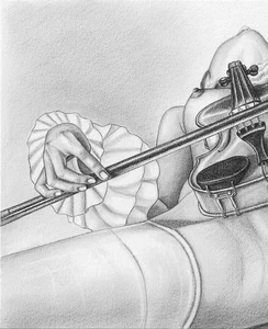 Frau spielt Violine Kunst DRUCK Originalkunst #339 Figurative Kunst AktKunsthandwerk - Bild 1 von 2