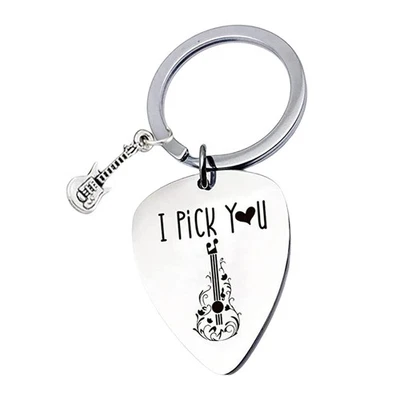 2X Guitar Pick Key Ring Collectible I PICK YOU Guitar Plectrum For Guitar Lovers - Image 1 of 4