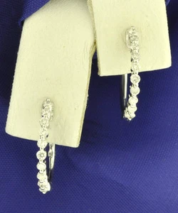 14K massiver Weißgold natürlicher Diamant Creolen Huggie Ohrring 0,35 ct gemeinsame Krappe - Bild 1 von 3