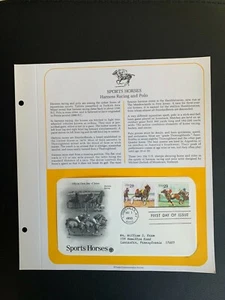 sports horses stamp FDC with introduction pages - Picture 1 of 1