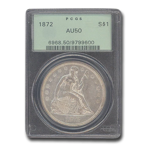 1872 Liberty Seated Dollar AU-50 PCGS - SKU #89921 Cover