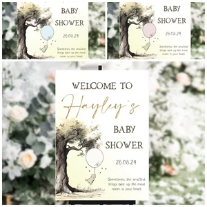 Personalised Winnie the Pooh Balloon Baby Shower Party Welcome Sign - Picture 1 of 10