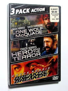 3 Pack Chuck Norris DVD Set Hero And The Terror Lone Wolf McQuade Breaker! FREE - Picture 1 of 3
