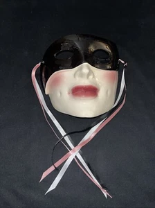 Clay Art San Francisco USA 6" About Face Black/White Mardi Gras Mask - Picture 1 of 3