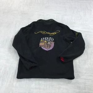 Ed Hardy Sweater Boys Medium 10 Zip Up Jacket Wolf Embroidery Pitbull Vintage - Picture 1 of 9