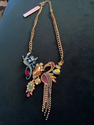 COLLAR BETSEY JOHNSON PARADISE LOST CRITTER PÁJARO Y LAGARTO #204 $85 Foto 1 de 4