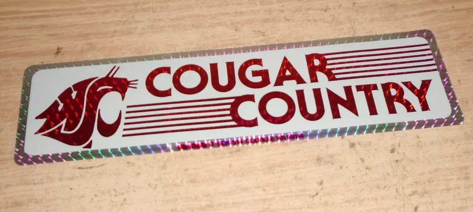 vintage 1980s WSU COUGARS bumper sticker Washington State Wazzu - Image 1 of 1