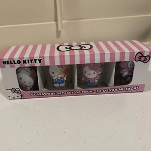 New Hello Kitty Summer Fruit Set Of 4 Glassware Glass Shot 1.5oz Glasses In Box - Picture 1 of 5