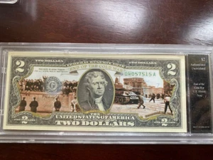 ENDE DES KALTEN KRIEGES ORIGINAL FEDERAL RESERVE FARBIGE NOTE $2 SCHEIN, VERSIEGELT - Bild 1 von 6