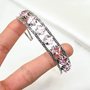 Beauteous Pink Kunzite Bracelet Gemstone Handmade 925 Sterling Silver Jewelry - Picture 1 of 4