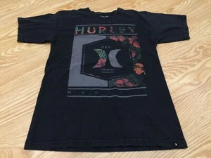 hurley small t shirt short sleeve black print graphic - Picture 1 of 7