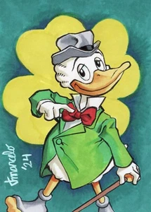 ORIGINAL Onkel Dagobert - Gladstone Gander 1/1 handgezeichnete Skizzenkarte ACEO Kunst - Bild 1 von 3