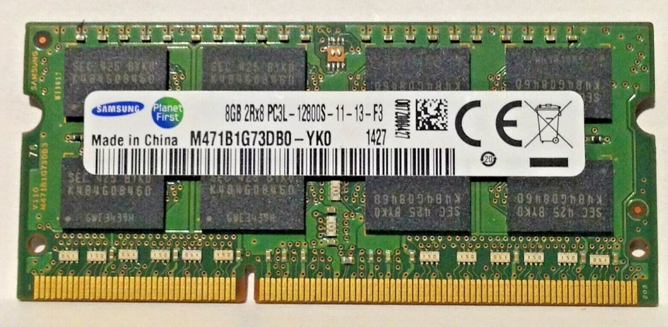 Samsung 8GB 2Rx8 PC3L-12800S DDR3 1600MHz Laptop/Notebook SDRAM M471B1G73DB0-YK0 - Image 1 of 1