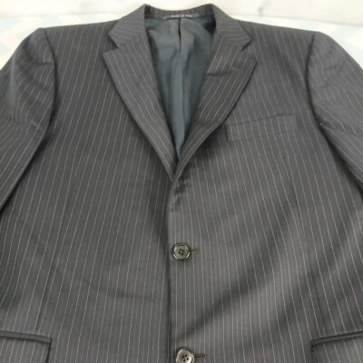 Burberry Blazer Hombre 42 LNG NEGRO Azul Cuentas Rayas Lana Chaqueta Abrigo Deportivo Foto 1 de 4