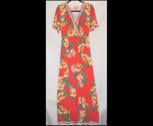 Flying Tomato Red Magnolia Floral Maxi Dress M - Picture 1 of 2