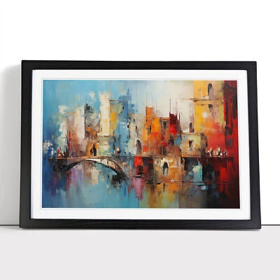 Venice Abstract Framed Canvas Wall Art Print Poster Picture, Home Decor - Image 1 of 4