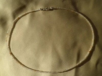 Schöne Halskette mit Rutilquarz, gold 2 mm facettiert, 40-45 cm, 925 Silber  - Bild 1 von 3