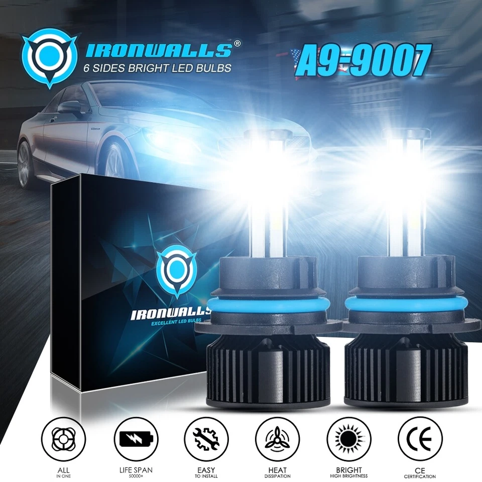 For Ford F-150 F-250 F-350 Super Duty 9007 6-Sides LED Headlight Bulbs Kit 6500K - Image 1 of 4