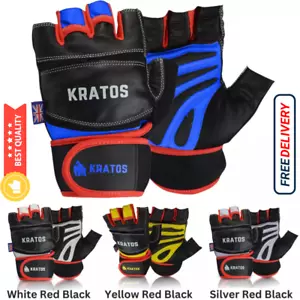 Gym Weight Lifting Gloves Leather Workout Gloves Fitness Gloves Training Gloves - Picture 1 of 38