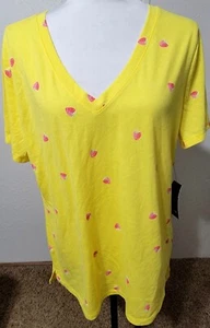 Top blusa donna XL ANA nuova con etichette giallo rosa fragole maniche corte cotone poli - Foto 1 di 3