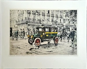 Heinz Wehlisch - Farbradierung - Renault-Taxi Kranzlereck Berlin - 1907 handsign - Picture 1 of 2