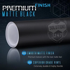 36" x 60" In Matte Flat Black Vinyl Wrap Film Car Decal Bubble Free Air Release - Foto 1 di 8