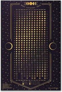 Moon Calendar 2025 - Dark Blue Vertical - Lunar Phases Tracker - 12 x 18 inch - Picture 1 of 7