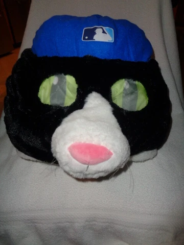 Cat Head Tampa Bay Rays Baseball Mascot Black White Tuxedo plush DJ Kitty Mask Cover