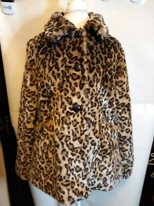 Copper Key Animal leopard Print Jacket Coat Sz 12/14 Lined Soft Brown Black - Picture 1 of 12