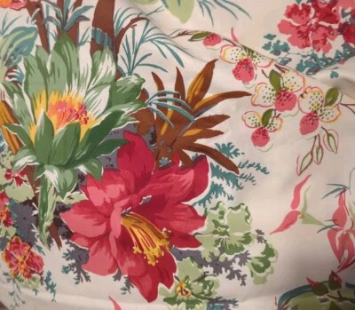 Creation MTC La Barbade '97 Fabric Lg Floral Botanical Cotton 112"l x 58"w Pc - Image 1 of 4
