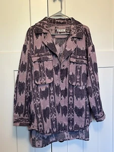 Free People We The Free Izzie Cargo Jacquard Shacket in Purple Boho Combo Size S - Picture 1 of 3