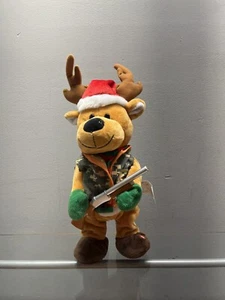 Gemmy 14" Animated Reindeer w/ Shotgun Camo Hunter Musical Christmas - Tested - Picture 1 of 4