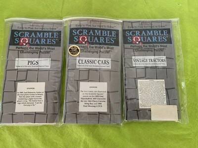 Scramble Square Challenging Puzzles (3) Vintage Tractor, Classic Cars, and Pigs - Image 1 of 4
