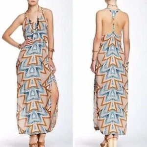 Free People aztec boho halter midi dress size 2 - Picture 1 of 11