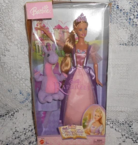 Rare 2003 Mattel Barbie as Rapunzel w/Penelope Pet Dragon SET Fairytale B5826 - Bild 1 von 12