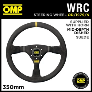 OD/1979/N OMP WRC STEERING WHEEL MID-DEPTH 350mm BLACK SUEDE LEATHER GENUINE OMP - Picture 1 of 20