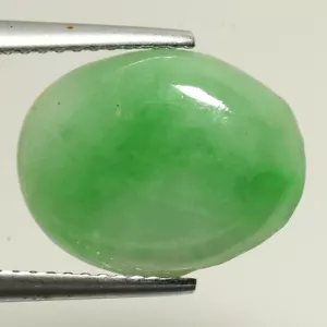 5,31ct echte Jadeit Jade (Natur-Typ A) grün-weißer Cabochon - Bild 1 von 4