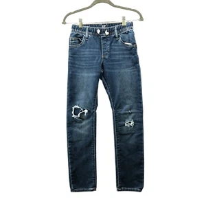 Gap Youth Boys Pull On Slim Jeans XL (12-13 Yrs) Blue Medium Wash Destroyed Kids - Picture 1 of 8