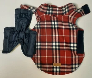 INNOPET Dog Reversible Jacket Waterproof RED PLAID FANNEL / BLUE  Size -SMALL - Picture 1 of 10