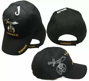 Shriner Emblem BLACK With Shadow Embroidered Cap Hat Masonic - Picture 1 of 2