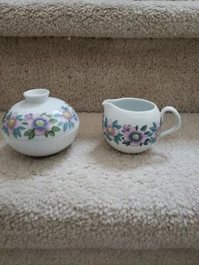 Lorenz hutschenreuther Globus Creamer and Sugar Set Pink Purple Flowers - Picture 1 of 5