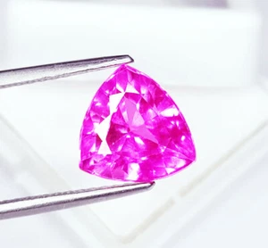Piedra preciosa suelta de zafiro rosa natural de 6,36 quilates certificada gema de zafiro corte trillón - Imagen 1 de 10