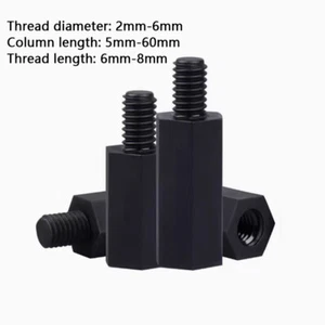 M2 M2.5 M3 M4 - M6 Black Plastic Nylon Hex Column Standoff Support Spacer Pillar - Picture 1 of 9
