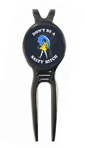 Don't Be A Salty Bitch Neuheit Geschenk Golfball Marker + schwarz Rotguss Divot Tool - Bild 1 von 3