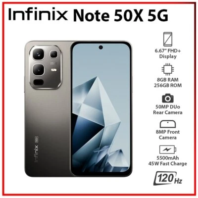 (New) Infinix Note 50X 5G GREY 8GB+256GB Dual SIM Unlocked Android Mobile Phone - Bild 1 von 4