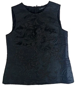 Theory Shell C Aster Jacquard Blouse Top Women's Large Black Sleeveless - Picture 1 of 6