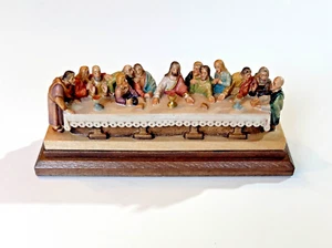 Vintage Handarbeit Holz Jesus & LETZTES ABENDMAHL Holzschnitzerei Oberammergau Germany 6"L - Bild 1 von 13