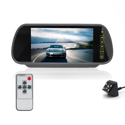 Wired HD Car Backup Camera Rear View System Night Vision and 7" Monitor Auto Kit - Image 1 of 4
