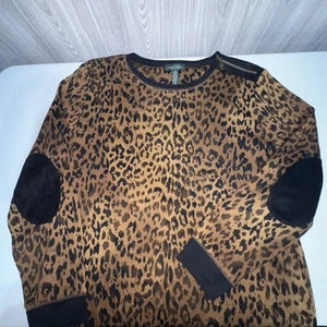 Lauren Ralph Lauren Animal Print Langarm Kunstleder Schulter Reißverschluss Gr. 2x Damen - Bild 1 von 7