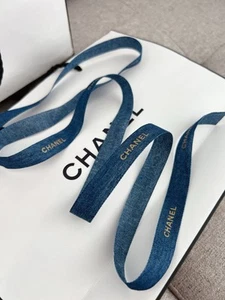 Limited Edition Rare New Chanel Blue Denim Ribbon SOLD BY Yard 100% Authentic - Picture 1 of 9